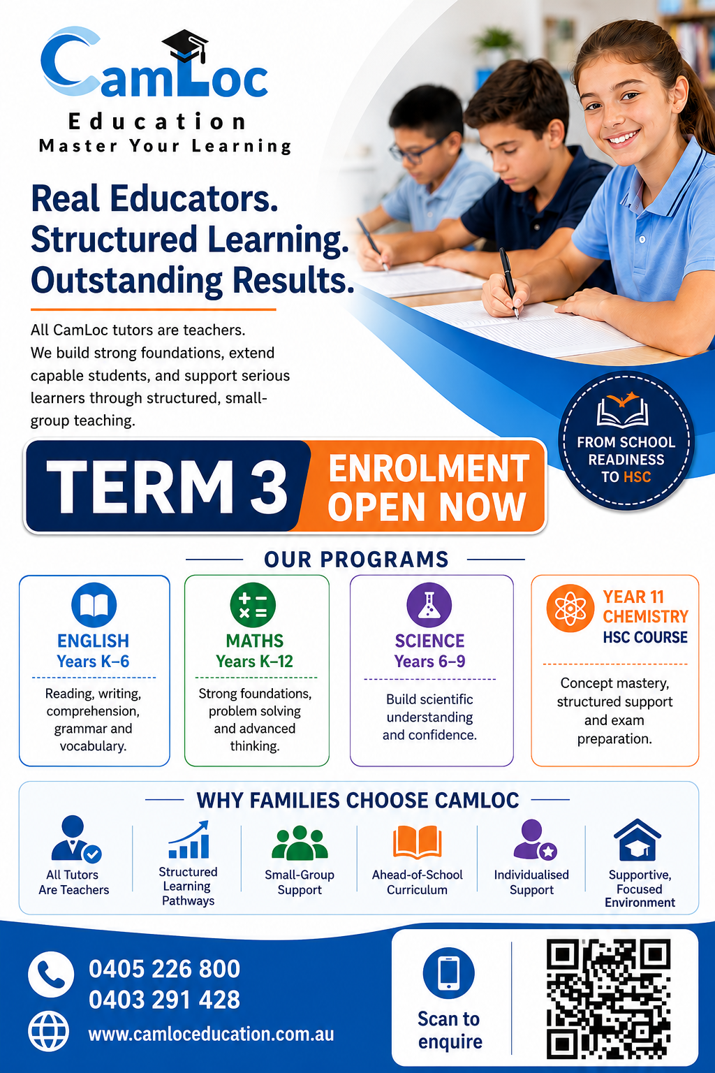 CamLoc Education Term 3 enrolment open now flyer